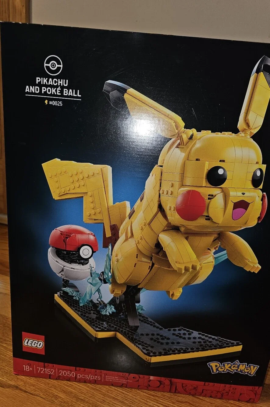 Lego Pikachu Model Kit in Yellow with Red Poké Ball